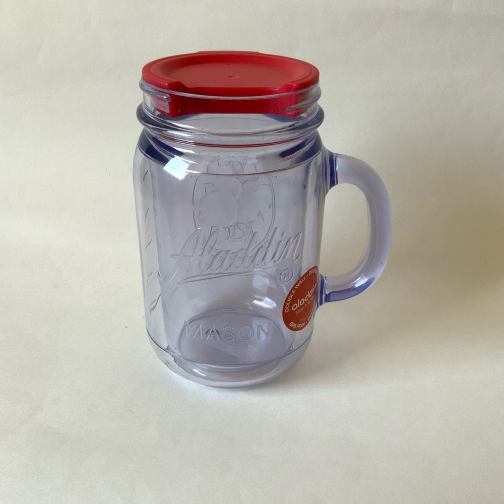 White and Red Thermos Water Bottle for Dining